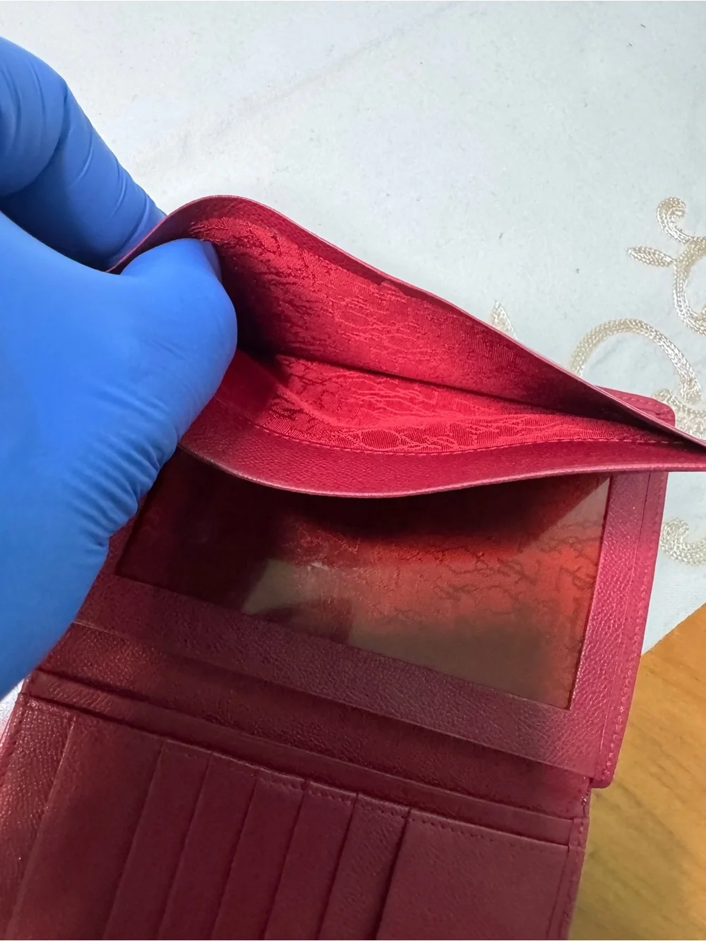 Yves Saint Laurent Red Leather Travel Cover with Gold Corner Accents